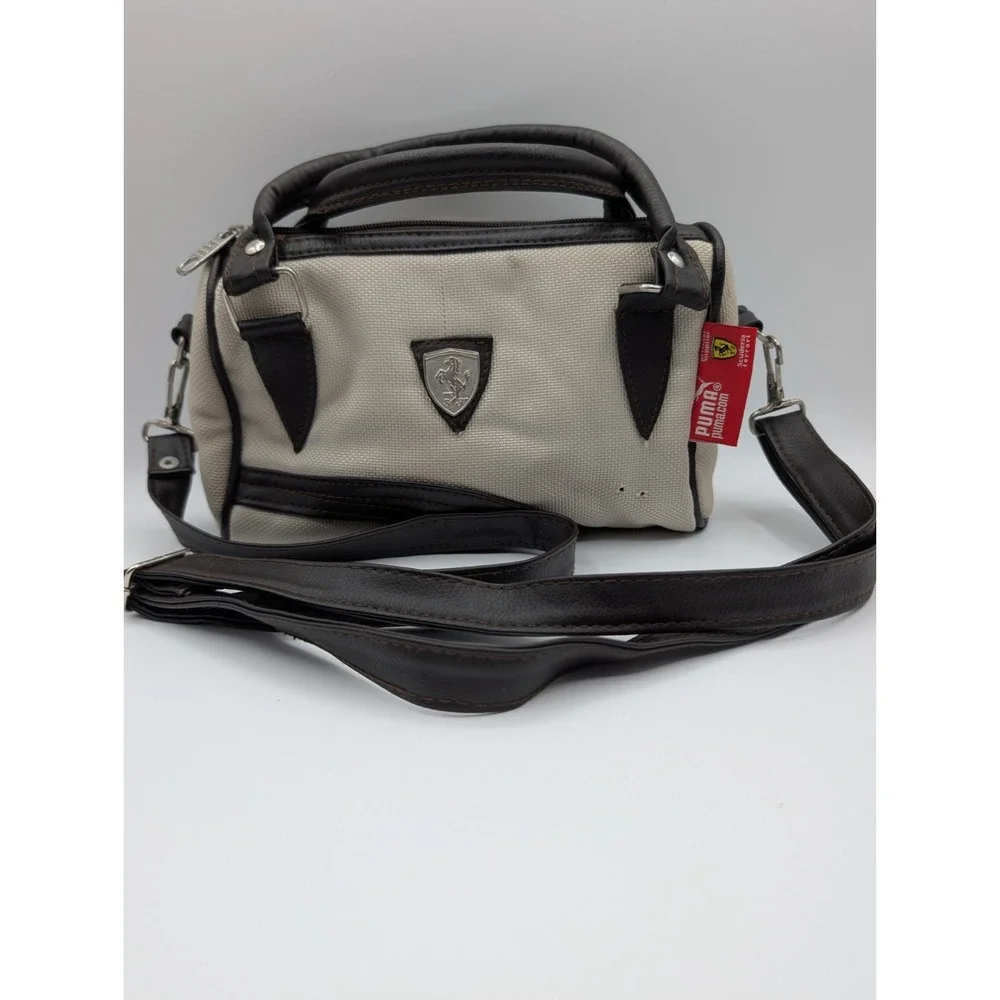 PUMA x Ferrari Handbag Crossbody Purse Y2K F1 Racing Motorsport Cream Brown